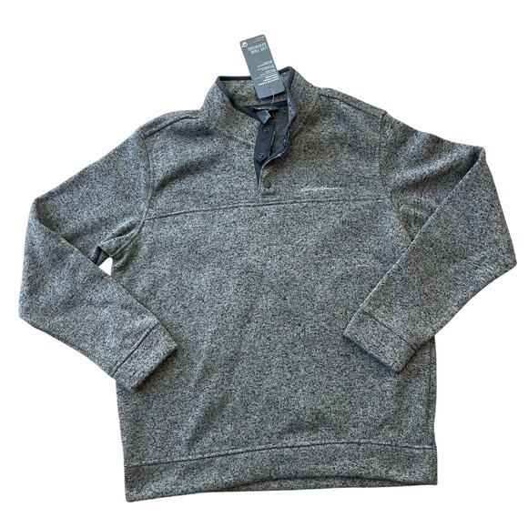 Eddie Bauer Men Radiator Fleece Quarter Snap Pullover Sweater Gray Heather L NWT - Picture 2 of 8